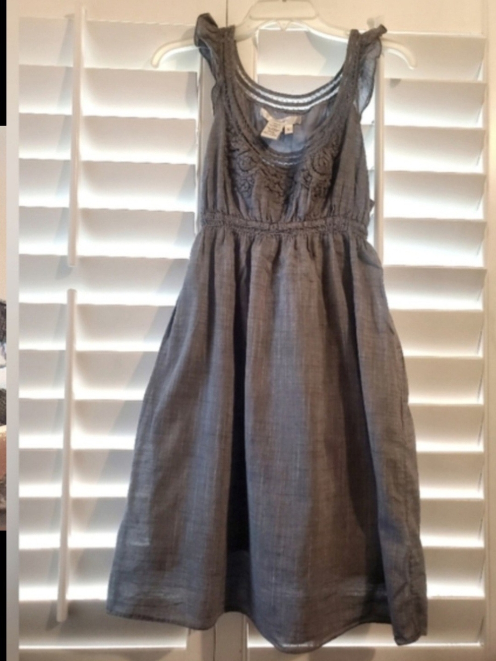 Studio M Light Gray Embroidered Neckline Dress